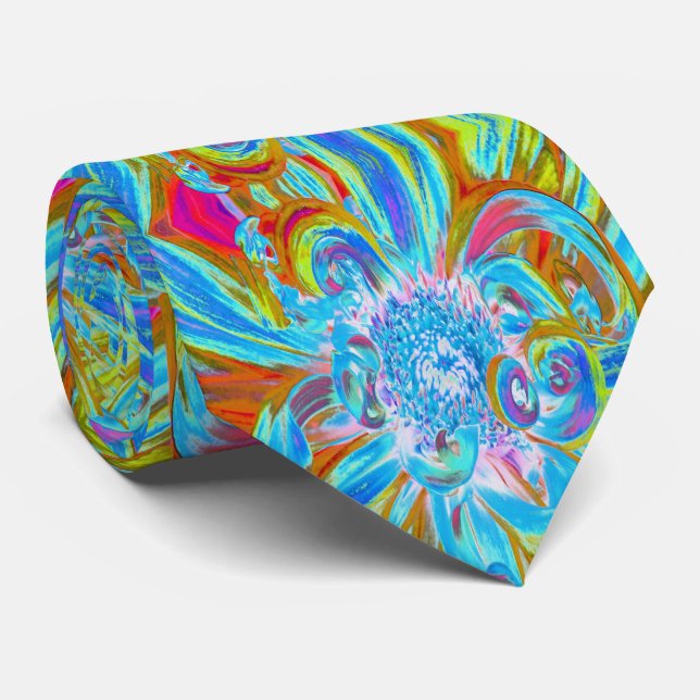 Festive Chartreuse och Blue Dahlia Flower Petals Slips (Rullad)