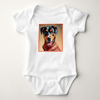 Festive Cheer: Cozy Rottweiler Mix in Red Sweater T Shirt