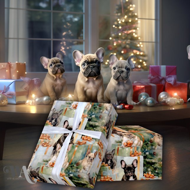 Festive Cheer Fransk Bulldog Presentpapper (Skapare uppladdad)