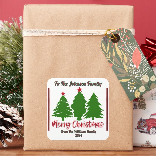 Festive Cheerful julklapp design Fyrkantigt Klistermärke (Semester)