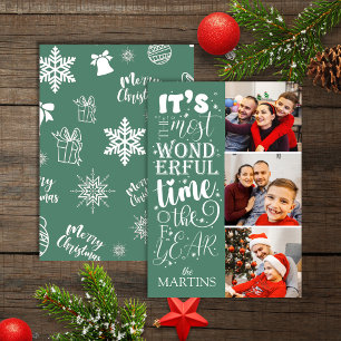 Festive Cheerful Teal jul 3 Foto Julkort