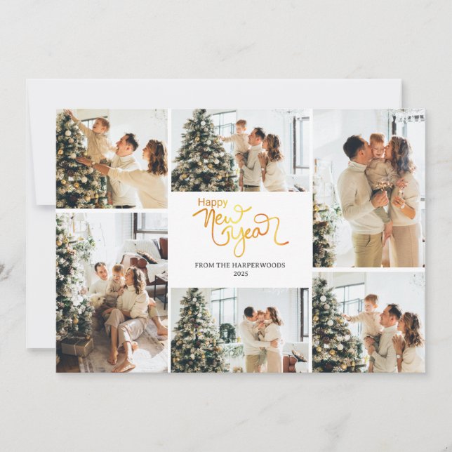 Festive Cheers | Elegant Happy New Year 6 Photo Julkort (Framsida)