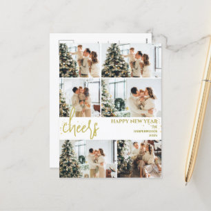 Festive Cheers   Elegant - nytt års fotokollage Helg Vykort