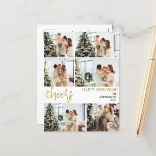 Festive Cheers Elegant - nytt års fotokollage Helg Vykort