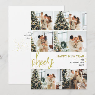 Festive Cheers Elegant - nytt års fotokollage Julkort