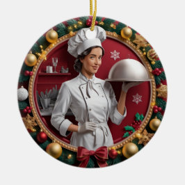 Festive Chef High-Relief Illustration Julgransprydnad Keramik