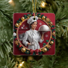 Festive Chef High-Relief Illustration Julgransprydnad Keramik