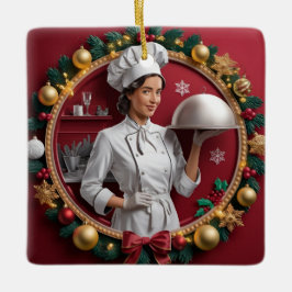 Festive Chef High-Relief Illustration Julgransprydnad Keramik
