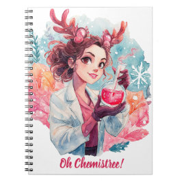 Festive Chemist Girl Watercolor Science Art Anteckningsbok