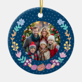 Festive Cheshire Cat Blommigt Pandedräkt Jul Julgransprydnad Keramik