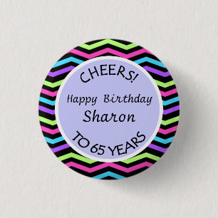 Festive Chevron 65e Birthday eller Anniury Gift Knapp