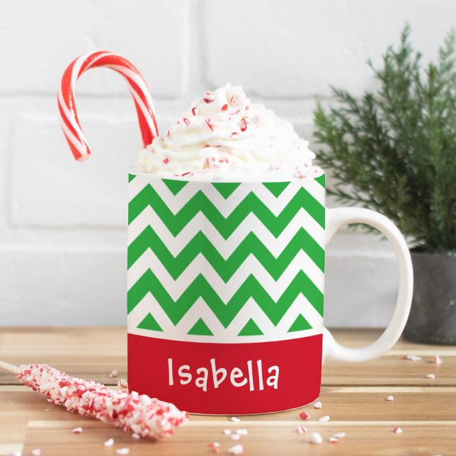 Festive Chevron Anpassningsbar jul Monogram Namn Kaffemugg (Skapare uppladdad)