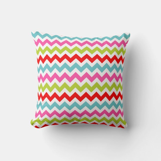 Festive Chevron Mönster - Retro Helgdag Rand Kudde (Framsida)