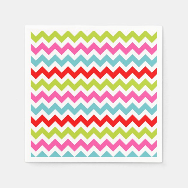 Festive Chevron Mönster - Retro Helgdag Rand Pappersservett (Framsidan)