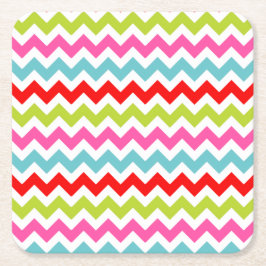 Festive Chevron Mönster - Retro Helgdag Rand Underlägg Papper Kvadrat