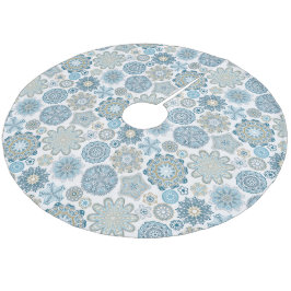 Festive Chic Blommigt Mandala Snö Flakes Mönster Julgransmatta Fleece