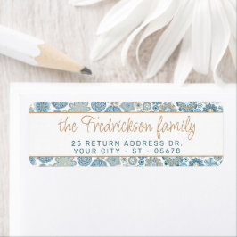 Festive Chic Blommigt Mandala Snö Flakes Mönster Returadress Etikett