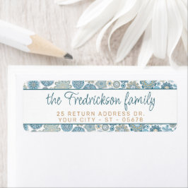 Festive Chic Blommigt Mandala Snö Flakes Mönster Returadress Etikett
