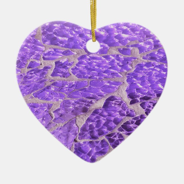 Festive Chic Shiny Lila Glitter Stones Julgransprydnad Keramik (Framsidan)