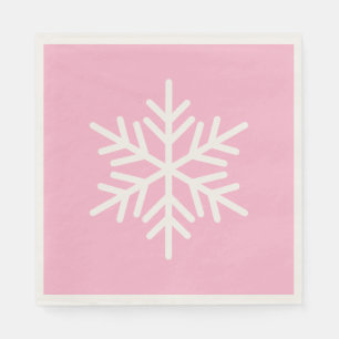 Festive Chic Vit Alpin Snöflinga På Pastellrosa Pappersservett