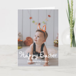 Festive Child med Rabbit Öron Glad påsk Photo Helgkort