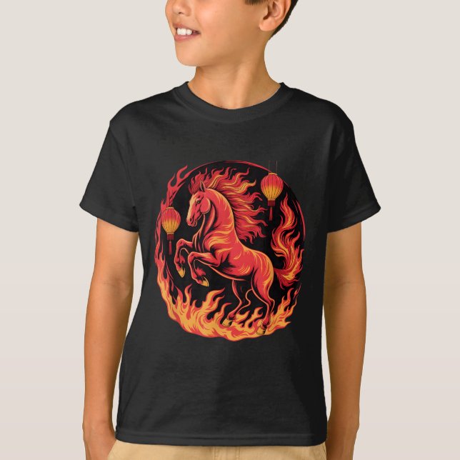 Festive Chinese New Year 2026 Horse Lantern Cultur T Shirt (Framsida)