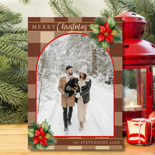 Festive Chocolate Buffalo Play Blommigt Jul Julkort (Skapare uppladdad)