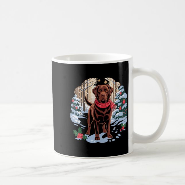 Festive Chocolate Lab In Snowy Forest Winter Xmas  Kaffemugg (Höger)