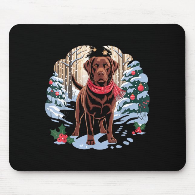 Festive Chocolate Lab In Snowy Forest Winter Xmas  Musmatta (Framsidan)