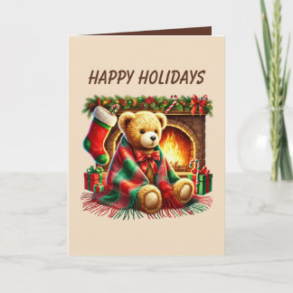 Festive Christmas bear add message Helgkort