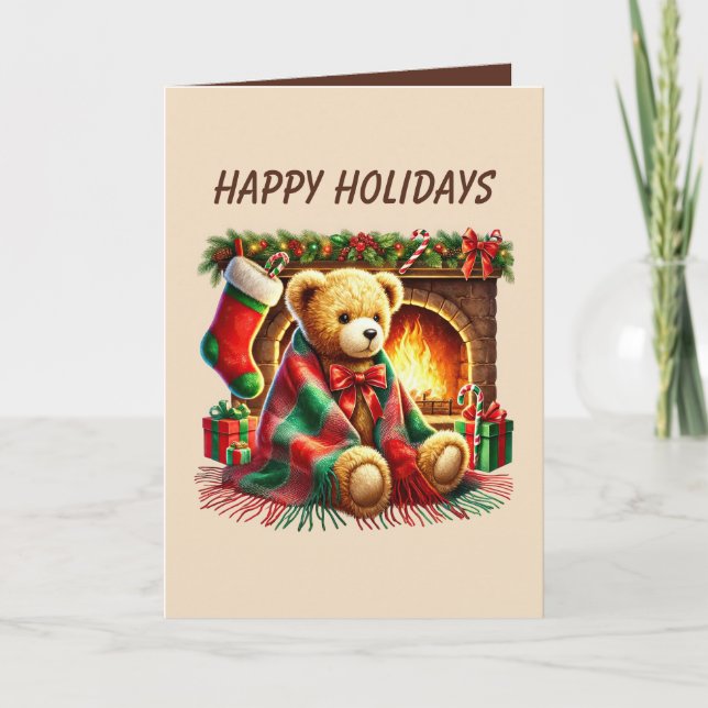 Festive Christmas bear add message  Helgkort (Framsida)