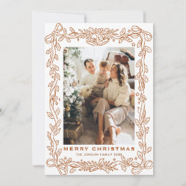 Festive Christmas Boho Beige Bow Ribbon 5 Photo Julkort