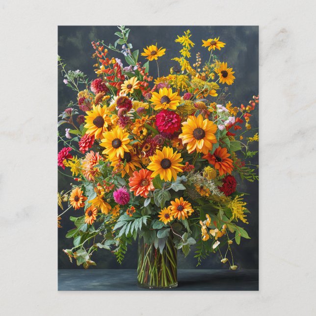 Festive Christmas Bouquet with Pine and Poinsettia Vykort (Framsida)