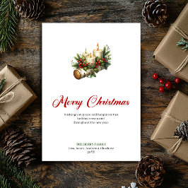 Festive Christmas candles rustic wood greeting Julkort