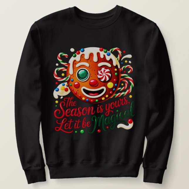 Festive Christmas Candy Crewneck Gift Lång Ärmad Tröja (Design framsida)