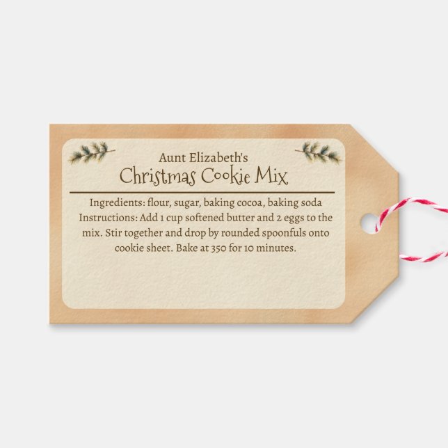 Festive Christmas Cookie Mix Personalized Beige Presentetikett (Framsidan (Horizontal))
