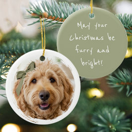 Festive Christmas Custom Photo Dog Pet Julgransprydnad Keramik