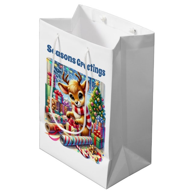 Festive Christmas customizable wrapping reindeer  (Framsidan Vinklad)