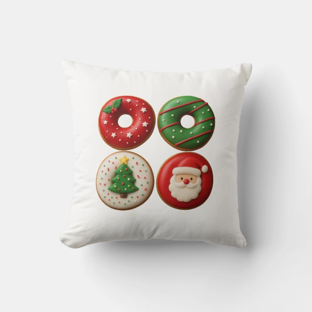 Festive Christmas Donuts – Throw Pillow Kudde (Framsida)