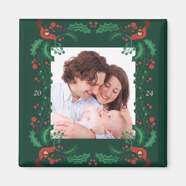 Festive Christmas Floral Frame Magnet (Framsidan)