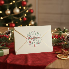 Festive Christmas Gnome Pattern Sticker Runt Klistermärke