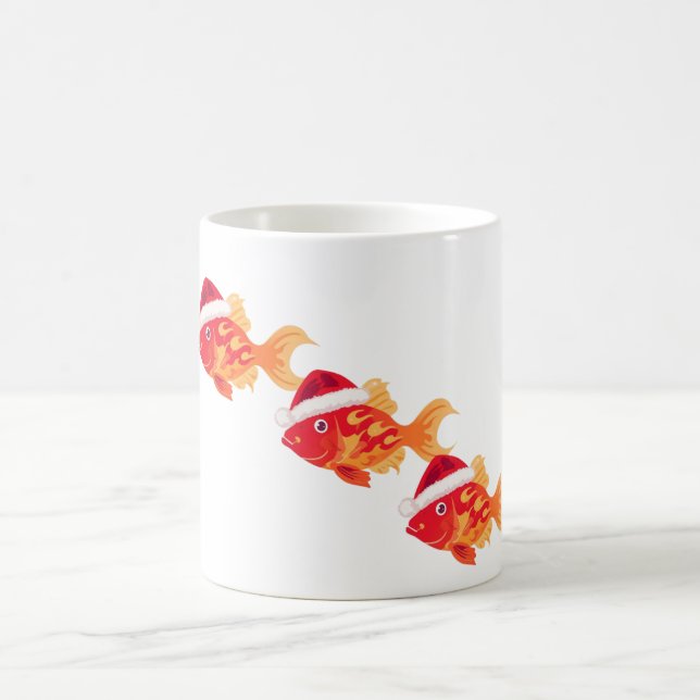 Festive Christmas Goldfish – Cute Holiday Fish Kaffemugg (Center)