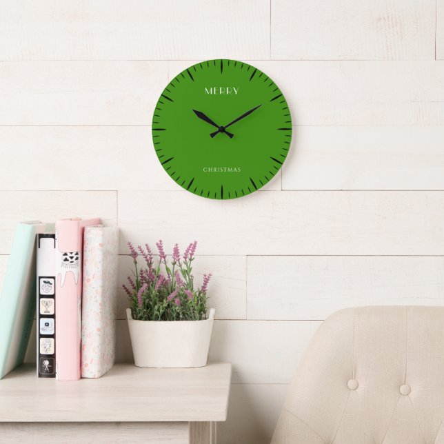 Festive Christmas Green Oversized Wall Clock Stor Klocka (Läsesal)