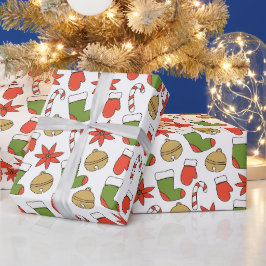 Festive Christmas Icons Wrapping Paper Presentpapper