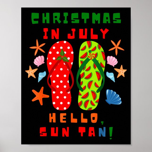 Festive Christmas In July Flip Flop Summer Beach F Poster (Framsidan)