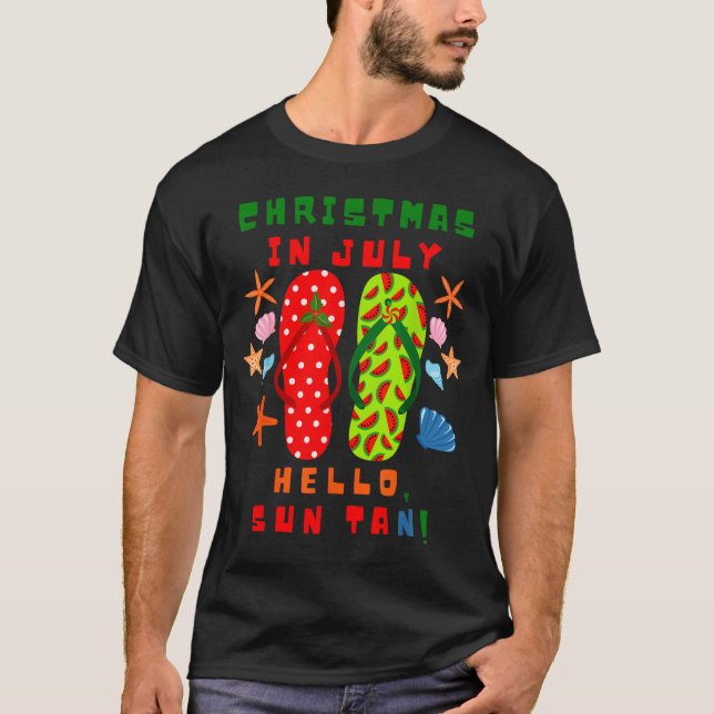 Festive Christmas In July Flip Flop Summer Beach F T Shirt (Framsida)