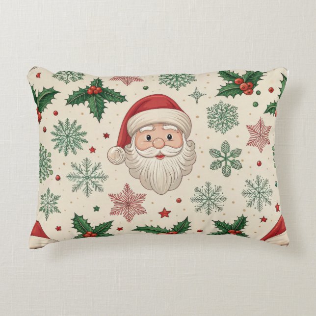 Festive Christmas Lumbar Pillow – Cheerful Holiday Prydnadskudde (Framsidan)