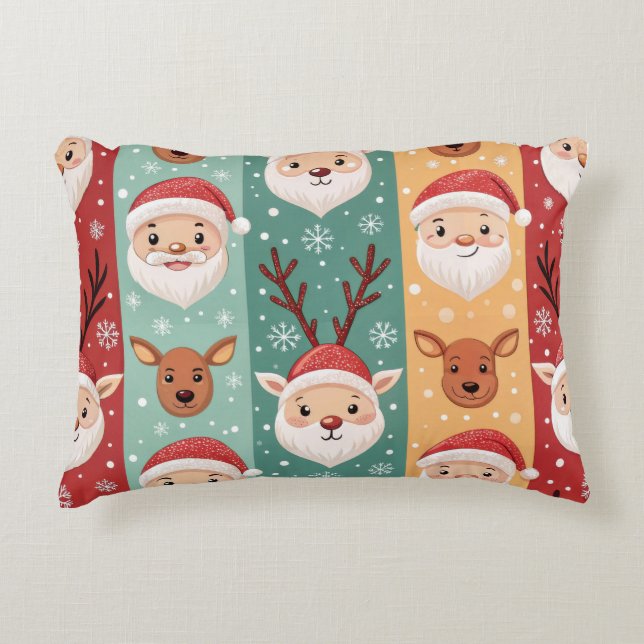 Festive Christmas Lumbar Pillow – Cheerful Holiday Prydnadskudde (Framsidan)