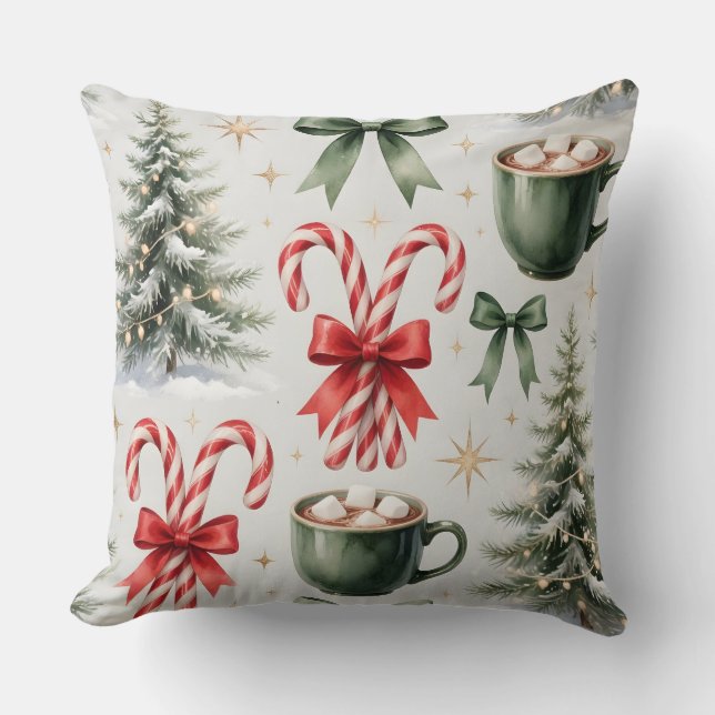 Festive Christmas Mug & Candy Cane Pillow Kudde (Framsida)