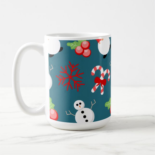 Festive Christmas Mug – Cute Snowmen & Candy Canes Kaffemugg (Vänster)